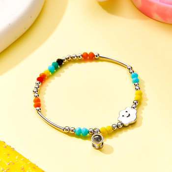 Bracelet De Projection Personnalisé Cadeau Coloré Arc-en-ciel Pour Elle - votrecollierprenomfr