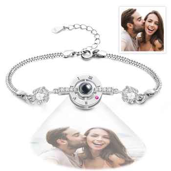 Bracelet De Projection De Photo Personnalisé Chiffres Romains Bracelet Élégant Pour Elle - votrecollierprenomfr