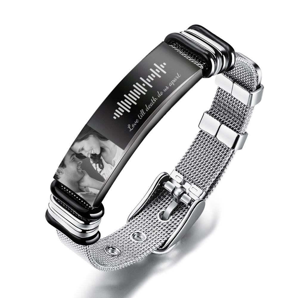 Bracelet De Code Musical Personnalisé Avec Votre Photo Cadeau Parfait Pour Lui Cadeau De Fête Des Pères - votrecollierprenomfr