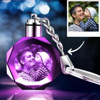Cadeaux pour Couple  Porte-clés Photo Cristal Personnalisé Octogone