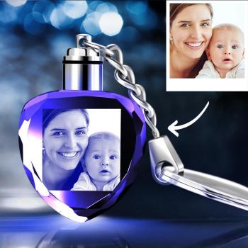 Cadeaux Uniques Porte-clés Photo en forme de Coeur  en Cristal Personnalisés