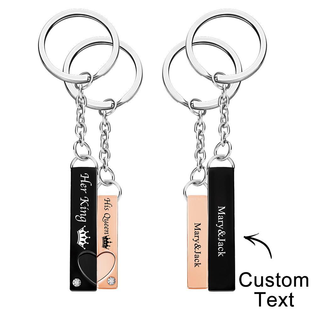 Cadeaux De Mode Créatifs De Couronne De Porte-clés De Couple Gravés Par Coutume - votrecollierprenomfr