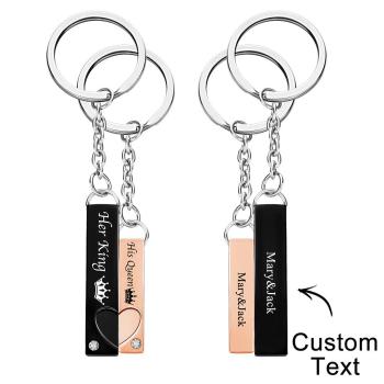 Cadeaux De Mode Créatifs De Couronne De Porte-clés De Couple Gravés Par Coutume - votrecollierprenomfr