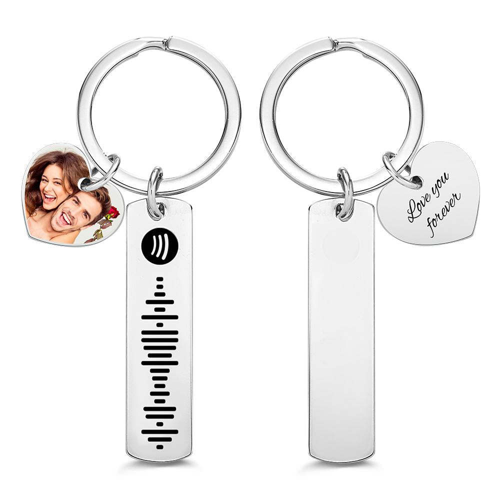 Porte-clés Personnalisé Avec Photo Gravée, Code Spotify Scannable, Cadeaux Créatifs - votrecollierprenomfr