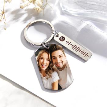 Porte-clés À Code Spotify Scannable Personnalisé, Cadeaux Créatifs En Métal Gravés Avec Photo - votrecollierprenomfr