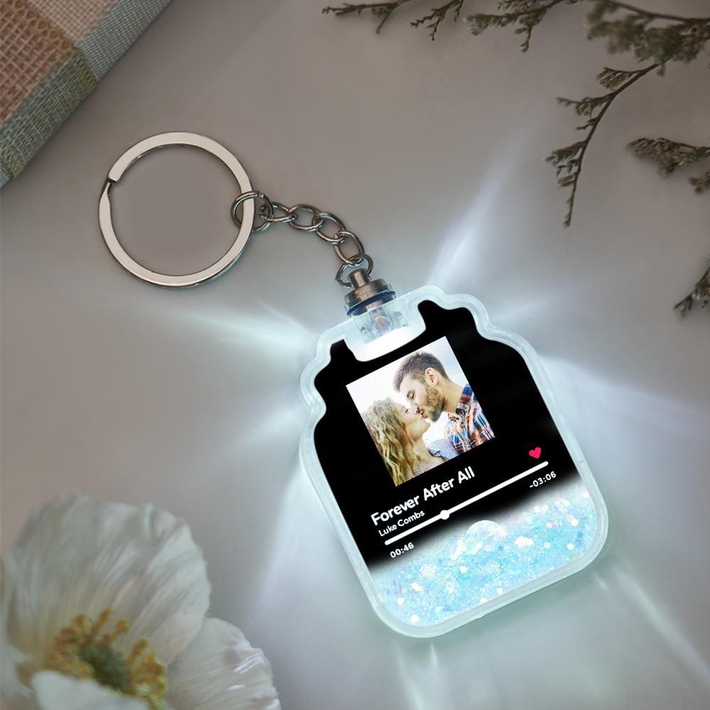 Porte-clés En Forme De Bouteille De Dérive De Sables Mouvants Illuminé Par Code Spotify Scannable Par Photo Personnalisée - votrecollierprenomfr