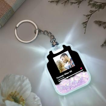 Porte-clés En Forme De Bouteille De Dérive De Sables Mouvants Illuminé Par Code Spotify Scannable Par Photo Personnalisée - votrecollierprenomfr