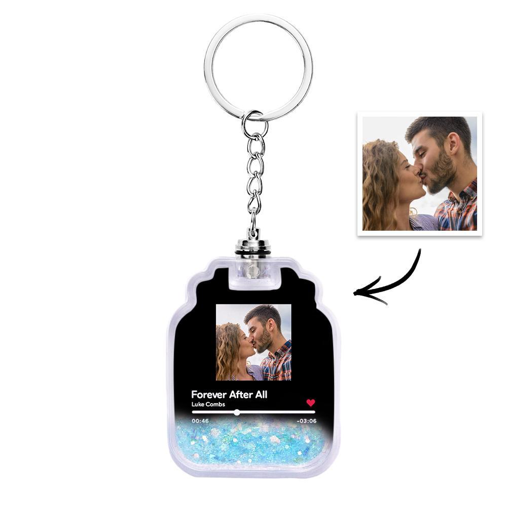 Porte-clés En Forme De Bouteille De Dérive De Sables Mouvants Illuminé Par Code Spotify Scannable Par Photo Personnalisée - votrecollierprenomfr