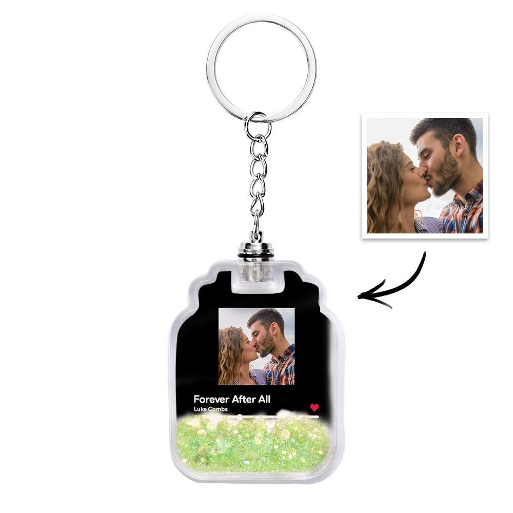 Porte-clés En Forme De Bouteille De Dérive De Sables Mouvants Illuminé Par Code Spotify Scannable Par Photo Personnalisée - votrecollierprenomfr