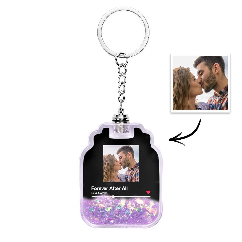 Porte-clés En Forme De Bouteille De Dérive De Sables Mouvants Illuminé Par Code Spotify Scannable Par Photo Personnalisée - votrecollierprenomfr