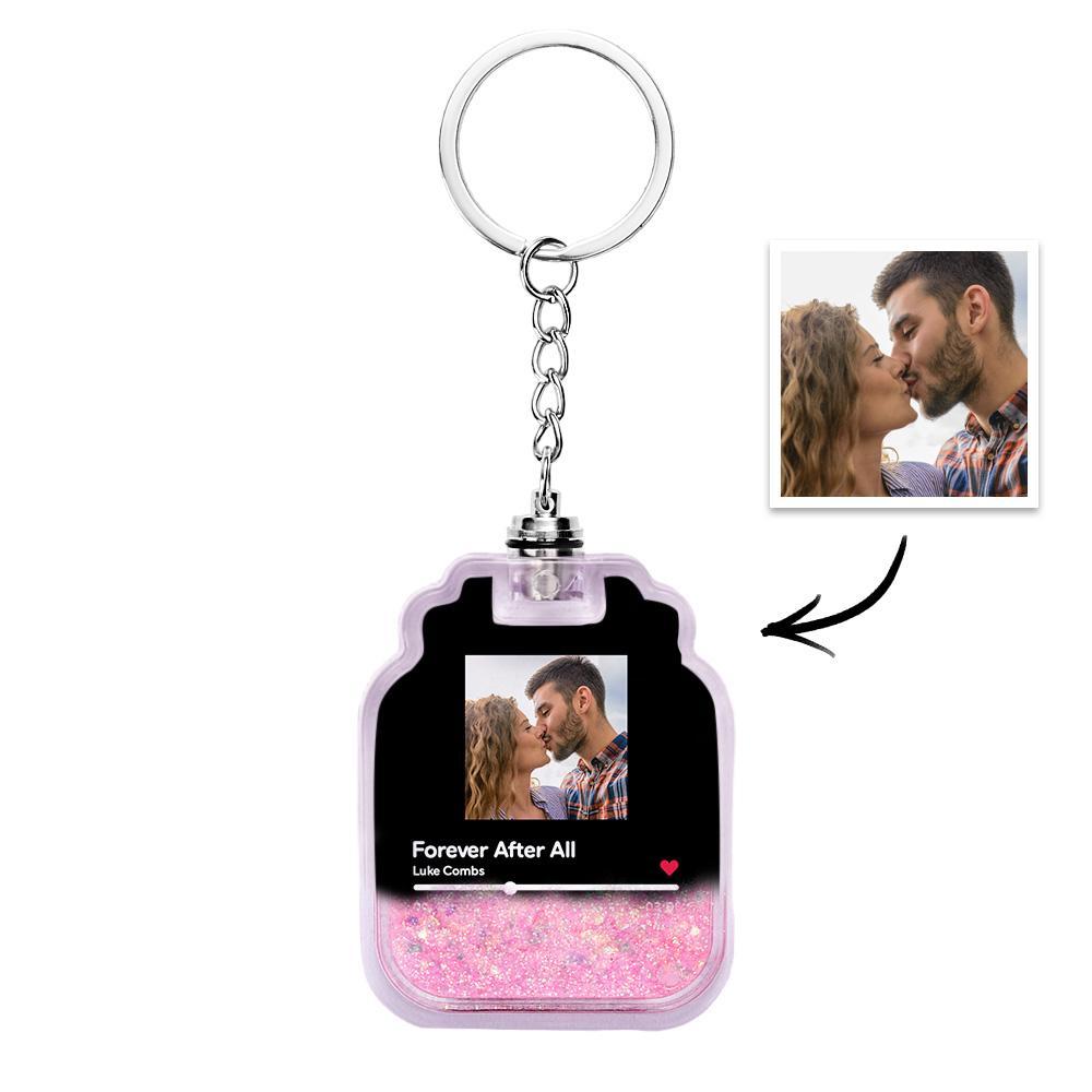 Porte-clés En Forme De Bouteille De Dérive De Sables Mouvants Illuminé Par Code Spotify Scannable Par Photo Personnalisée - votrecollierprenomfr