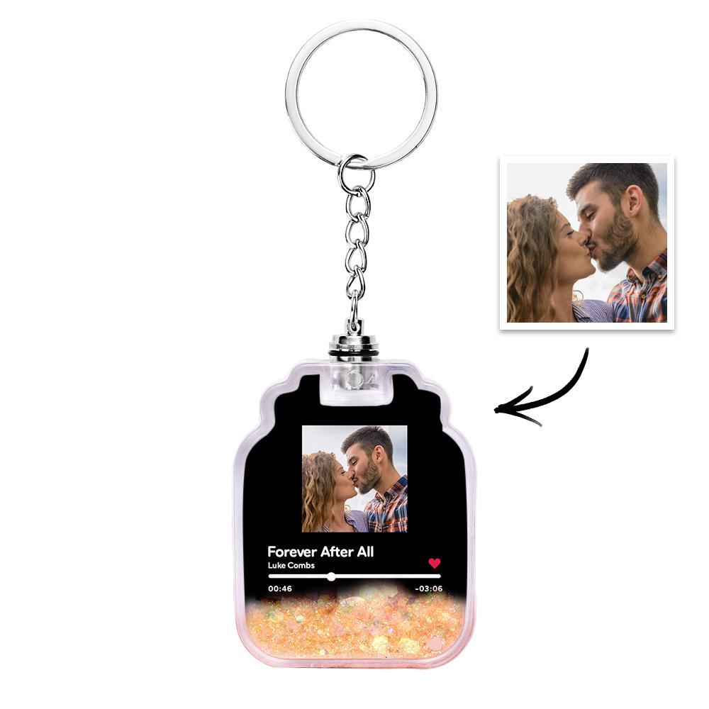 Porte-clés En Forme De Bouteille De Dérive De Sables Mouvants Illuminé Par Code Spotify Scannable Par Photo Personnalisée - votrecollierprenomfr