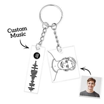 Porte-clés Photo Personnalisé, Code Spotify Scannable, Cadeau De Chanson Commémorative - votrecollierprenomfr