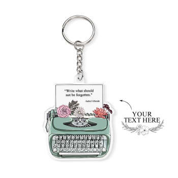 Porte-clés Gravé Personnalisé, Machine À Écrire Verte, Cadeaux Créatifs En Acrylique - votrecollierprenomfr