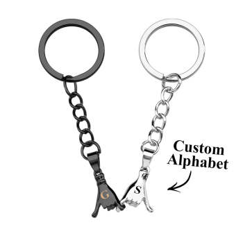 Lettre Personnalisée Une Paire De Porte-clés De Promesse Se Tenant La Main, Ensemble De Porte-clés Gravables, Cadeaux Pour Les Couples - votrecollierprenomfr
