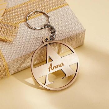 Porte-clés Monogramme En Bois Personnalisé, Cadeau Gravé Personnalisé - votrecollierprenomfr