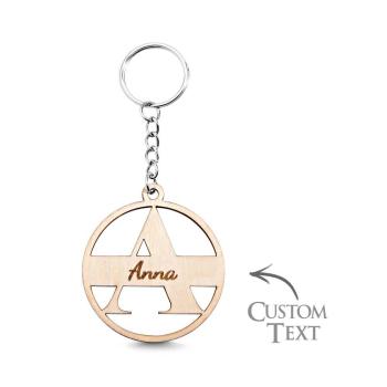 Porte-clés Monogramme En Bois Personnalisé, Cadeau Gravé Personnalisé - votrecollierprenomfr