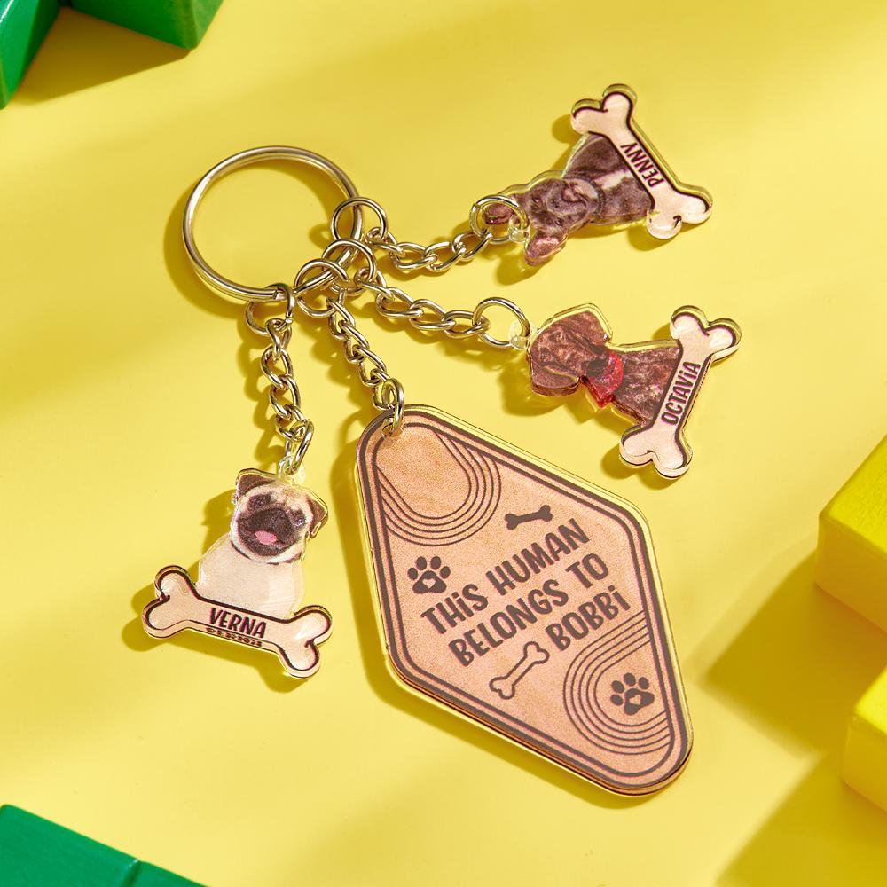 Porte-clés Photo Personnalisé En Os De Chien, Cadeau Texte Personnalisé Pour Les Amoureux Des Animaux De Compagnie - votrecollierprenomfr