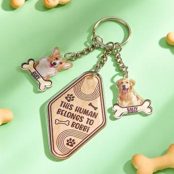 Porte-clés Photo Personnalisé En Os De Chien, Cadeau Texte Personnalisé Pour Les Amoureux Des Animaux De Compagnie - votrecollierprenomfr