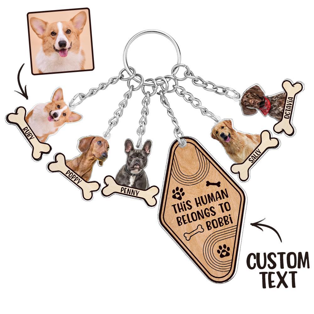 Porte-clés Photo Personnalisé En Os De Chien, Cadeau Texte Personnalisé Pour Les Amoureux Des Animaux De Compagnie - votrecollierprenomfr