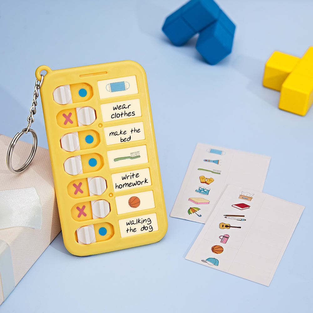 Porte-clés Texte Personnalisé, Tableau De Routine Quotidienne, Cadeau Pour Enfants - votrecollierprenomfr