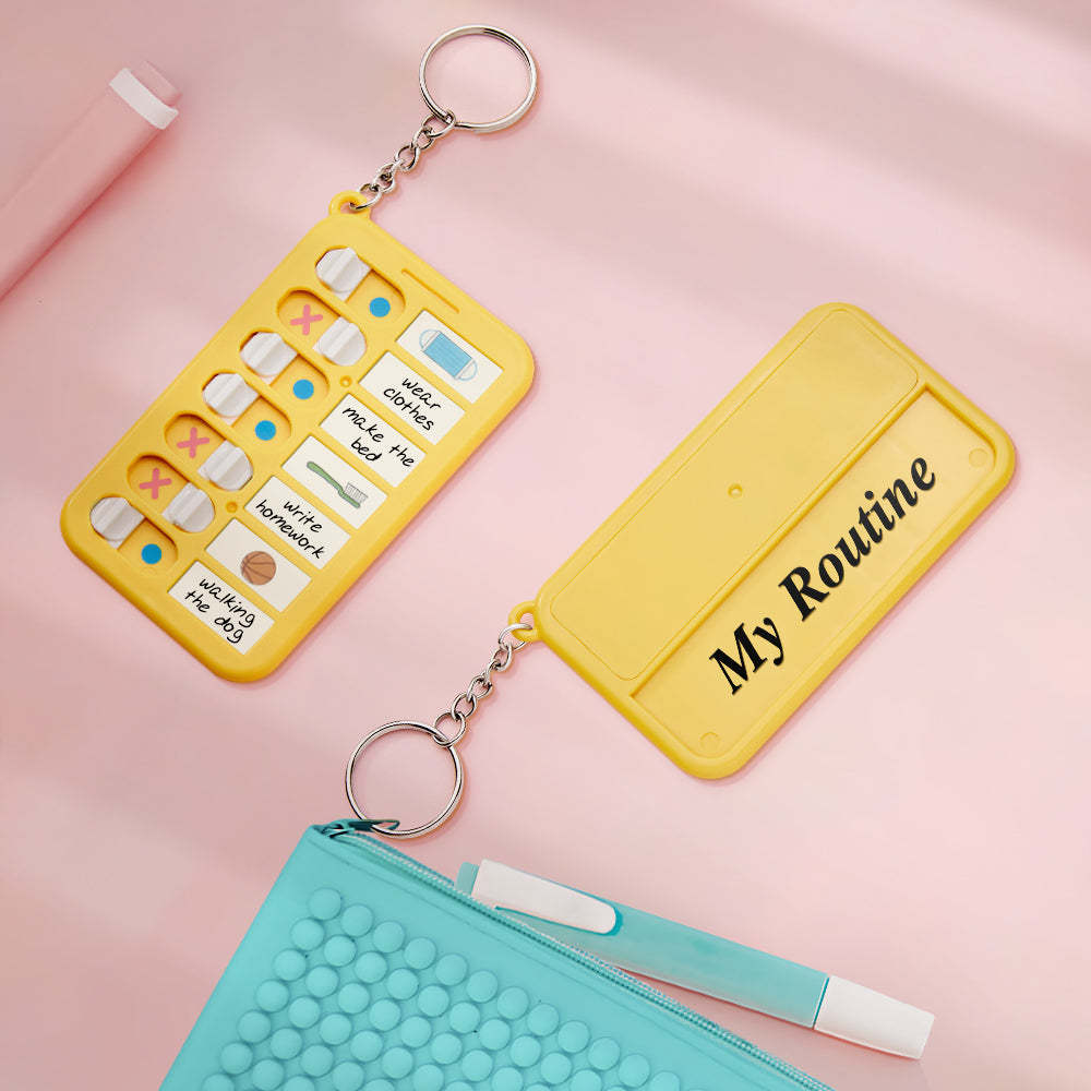Porte-clés Texte Personnalisé, Tableau De Routine Quotidienne, Cadeau Pour Enfants - votrecollierprenomfr