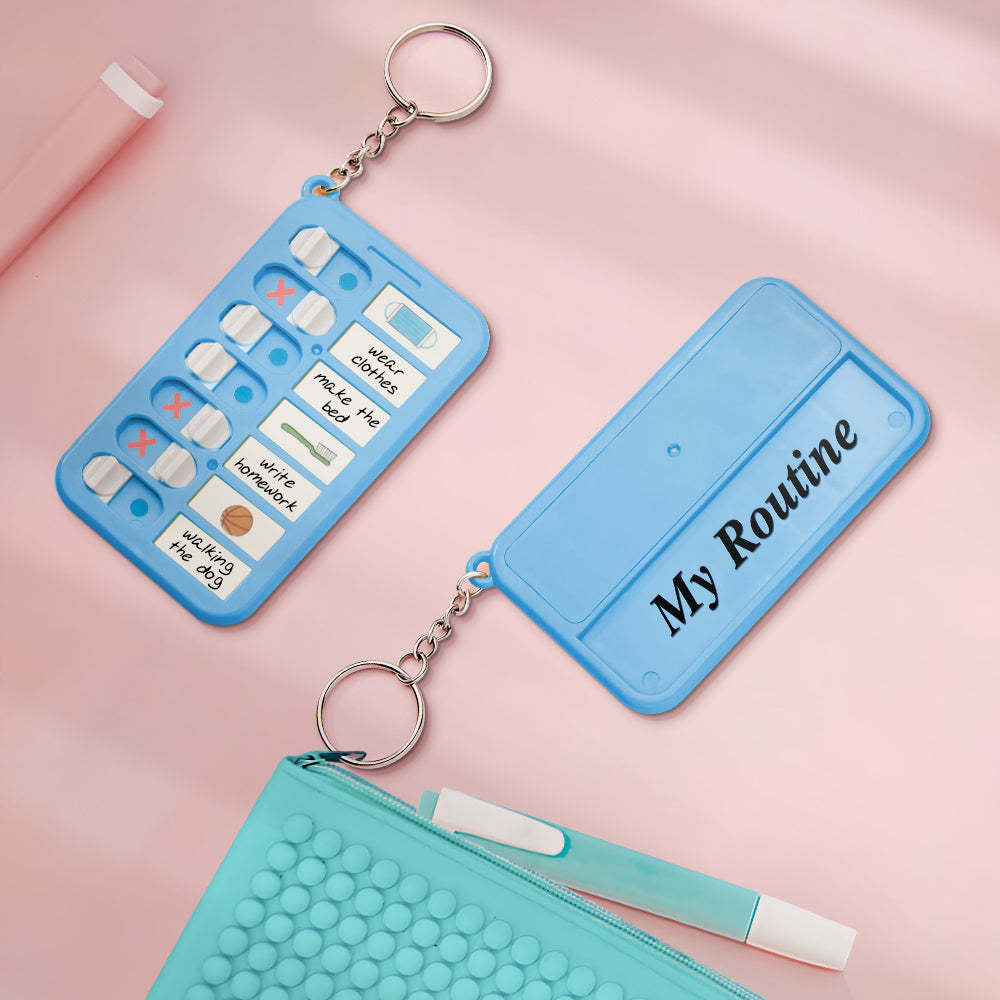 Porte-clés Texte Personnalisé, Tableau De Routine Quotidienne, Cadeau Pour Enfants - votrecollierprenomfr