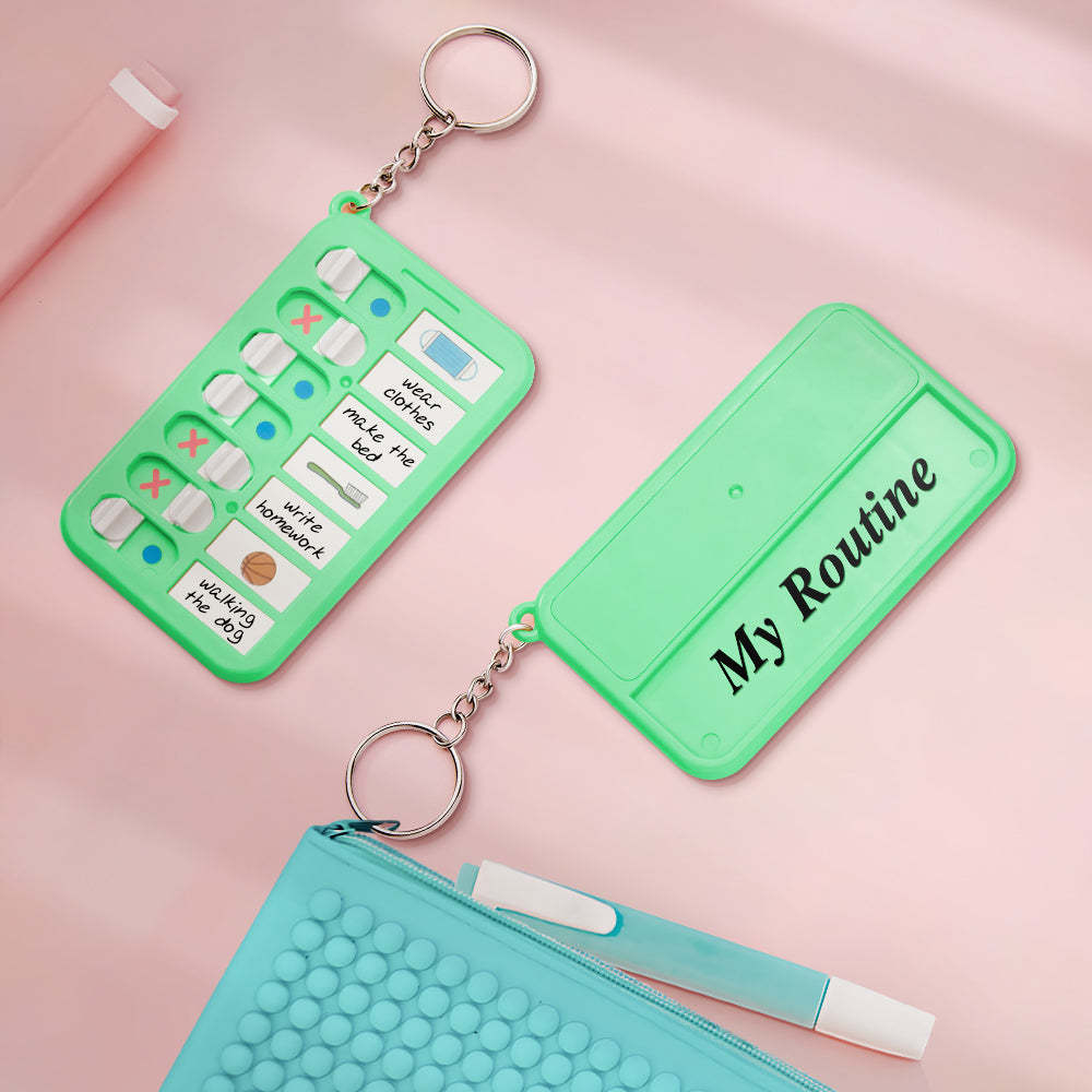 Porte-clés Texte Personnalisé, Tableau De Routine Quotidienne, Cadeau Pour Enfants - votrecollierprenomfr