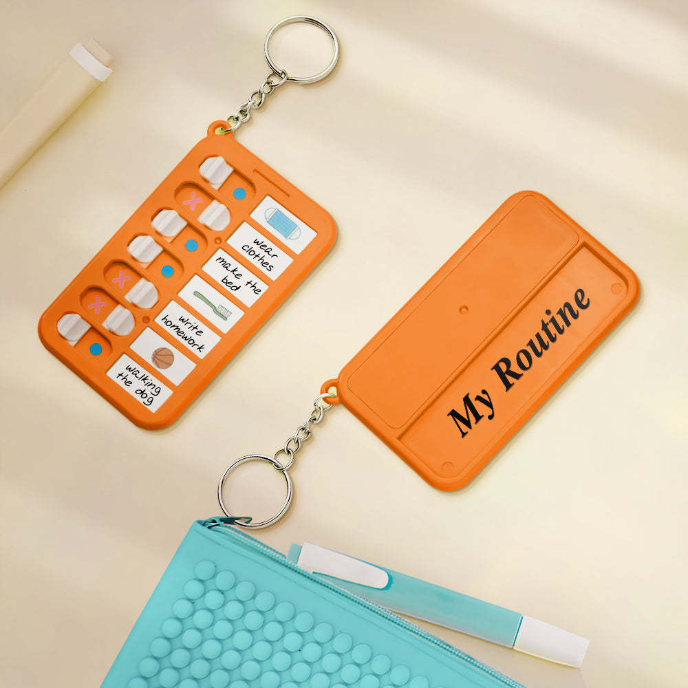 Porte-clés Texte Personnalisé, Tableau De Routine Quotidienne, Cadeau Pour Enfants - votrecollierprenomfr