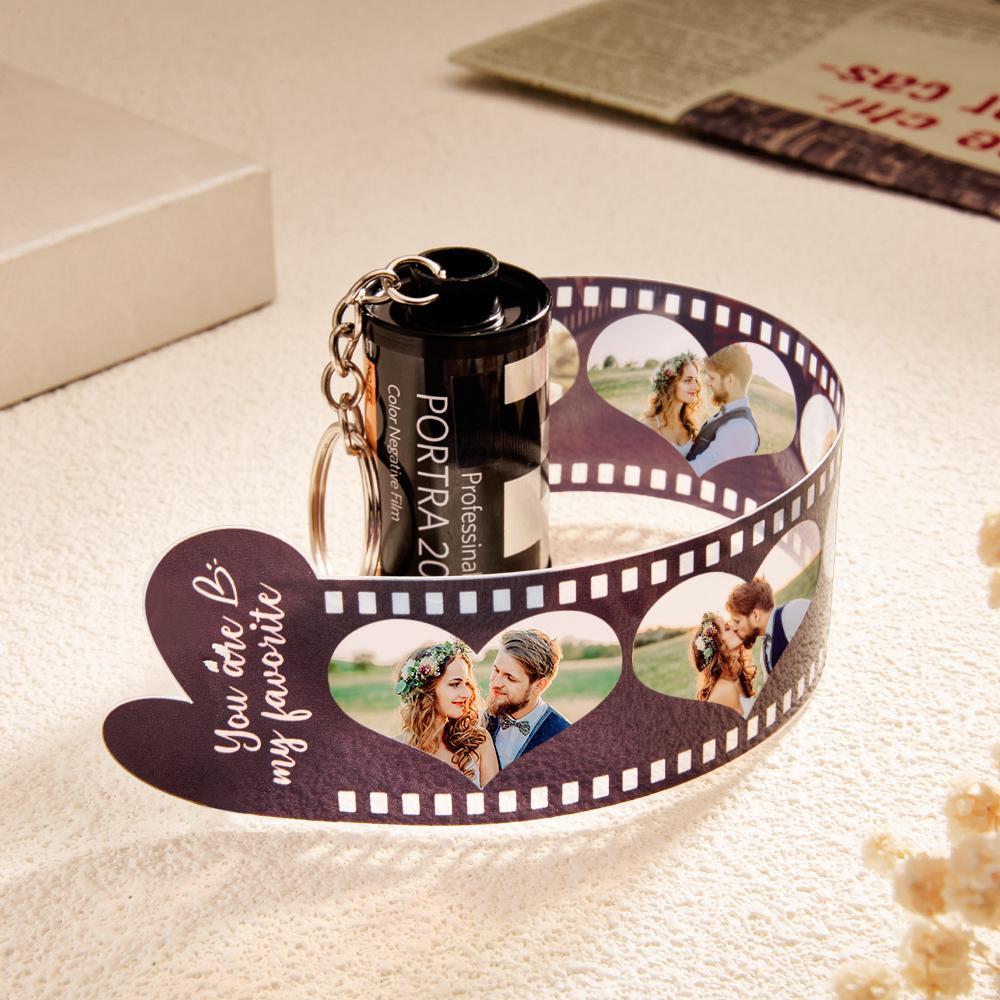 Porte-clés En Film Photo Gravé Personnalisé, Rouleau D'appareil Photo, Cadeaux Créatifs En Forme De Cœur - votrecollierprenomfr