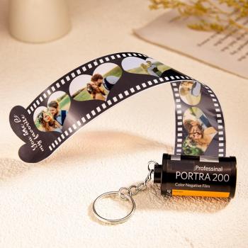 Porte-clés En Film Photo Gravé Personnalisé, Rouleau D'appareil Photo, Cadeaux Créatifs En Forme De Cœur - votrecollierprenomfr