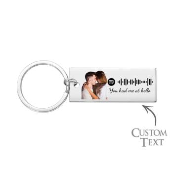 Porte-clés Personnalisé Avec Photo Gravée Spotify Music, Code Scannable En Acier Inoxydable, Meilleurs Cadeaux Pour Les Couples - votrecollierprenomfr
