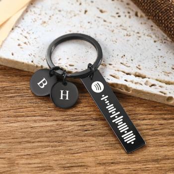 Porte-clés À Code Spotify Scannable, Avec Pendentif Circulaire Gravé, Chanson Musicale Personnalisée, Cadeau - votrecollierprenomfr