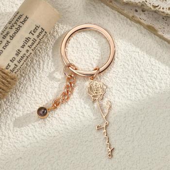 Porte-clés De Projection Personnalisé, Cadeau Romantique De Fleur D'anniversaire - votrecollierprenomfr
