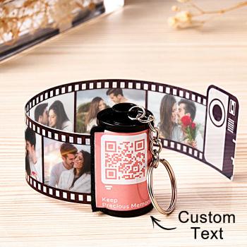 Porte-clés En Rouleau De Film À Coque Colorée, Code Qr Scannable, Avec Votre Appareil Photo, Cadeau De Saint-valentin - votrecollierprenomfr