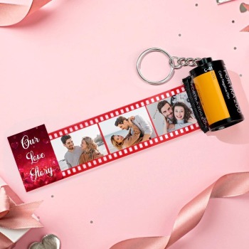 Porte-clés Avec Caméra Photo Love Story, Rouleau De Film De Poche, Cadeaux De Saint-valentin Pour Couples - votrecollierprenomfr