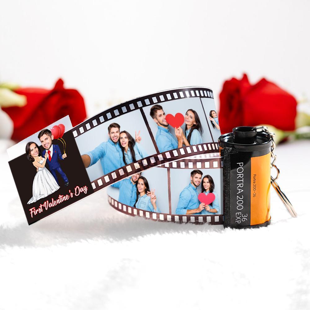 Porte-clés Personnalisé Avec Caméra Faciale, Ballon D'amour, Rouleau De Film, Cadeaux De Saint-valentin Pour Couples - votrecollierprenomfr