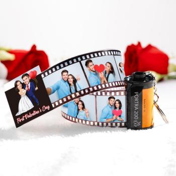 Porte-clés Personnalisé Avec Caméra Faciale, Ballon D'amour, Rouleau De Film, Cadeaux De Saint-valentin Pour Couples - votrecollierprenomfr