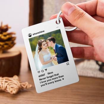 Porte-clés Personnalisé Au Design Instagram, Photo Personnalisée, À La Mode, Cadeau De Saint Valentin - votrecollierprenomfr