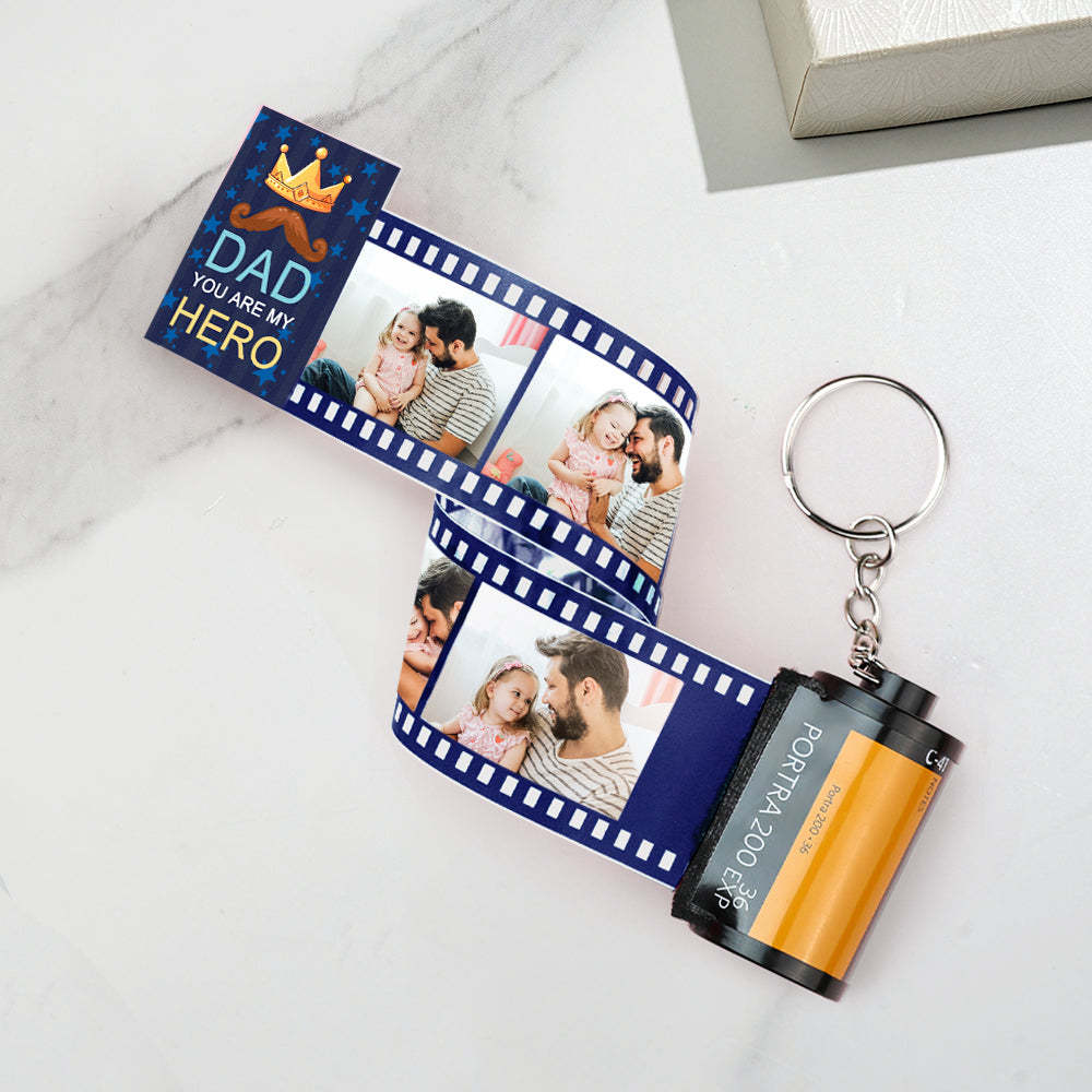 Porte-clés Personnalisé Pour Appareil Photo, Papa, Tu Es Mon Héros, Rouleau De Film, Cadeau De Fête Des Pères - votrecollierprenomfr