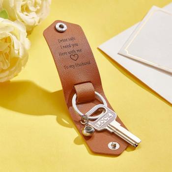 Porte-clés En Cuir Gravé Avec Texte Personnalisé, Cadeaux De Projection De Photos Personnalisés Pour Lui - votrecollierprenomfr