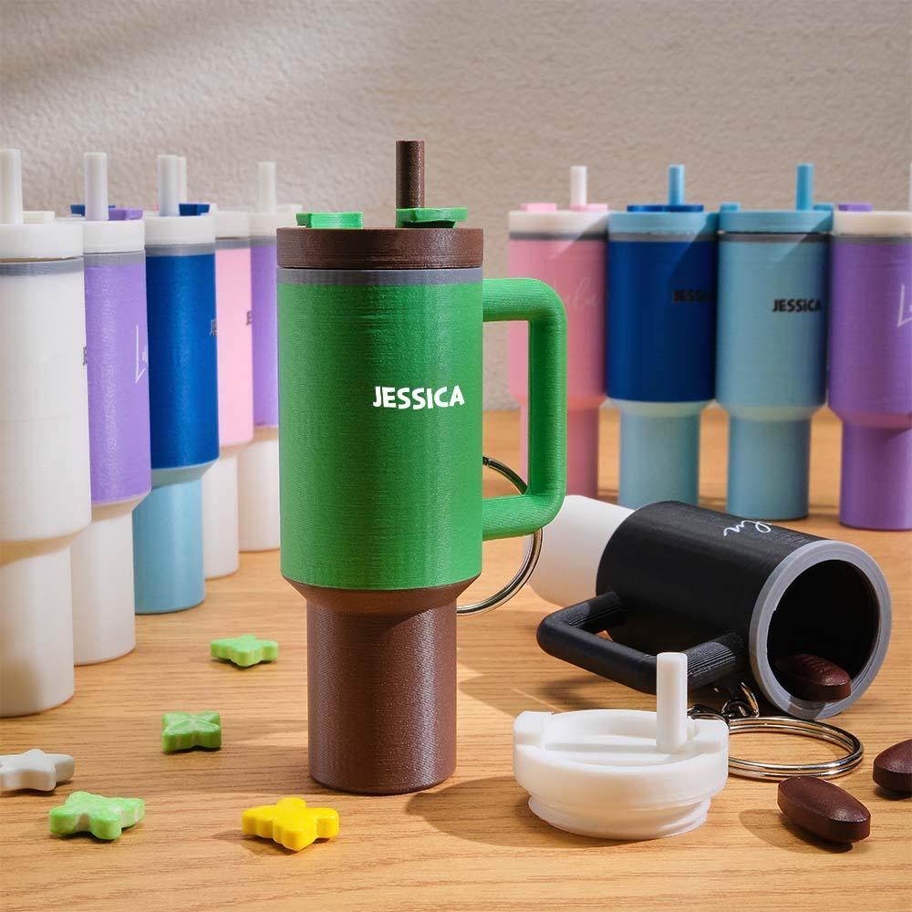 Porte-clés Miniatures Avec Nom Personnalisé, Boîte À Pilules Portable - votrecollierprenomfr