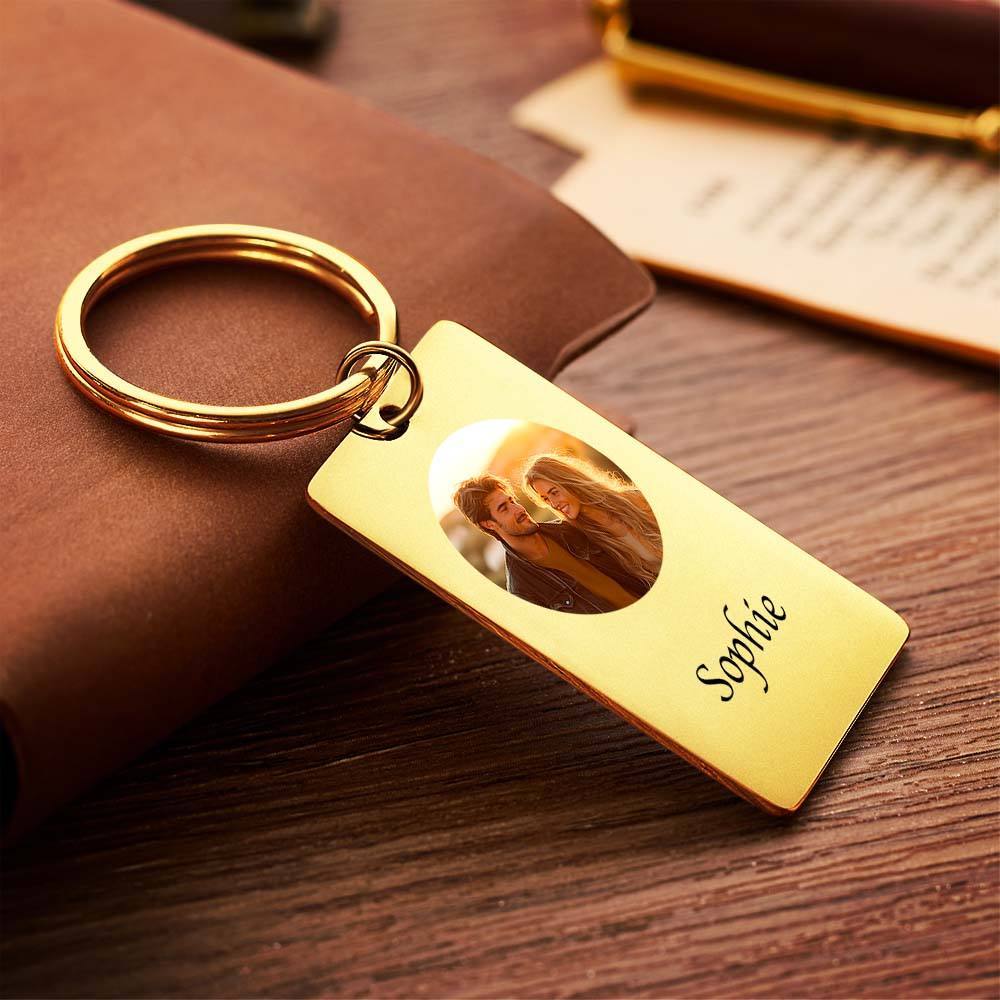 Porte-clés Photo Personnalisé Avec Texte Idée Cadeau Couple Filtre Noir Et Blanc - votrecollierprenomfr