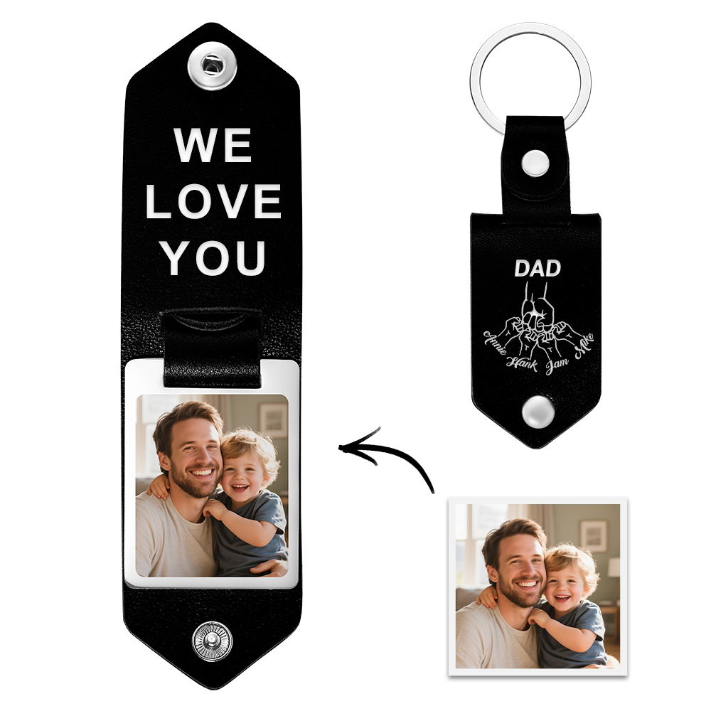 Porte-clés Photo Personnalisé Pour Papa, Porte-clés Prénom Enfant Personnalisé « fist-up », Porte-clés En Cuir Pour Homme, Cadeau D'anniversaire Pour Lui, Cadeau Pour La Fête Des Pères - votrecollierprenomfr