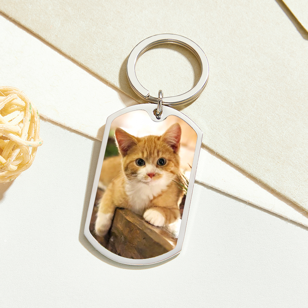 Porte-clés Photo Personnalisé - Cadeau Commémoratif Pour Chiens Et Chats - Un Cœur Fidèle Ne S'éteint Jamais - votrecollierprenomfr