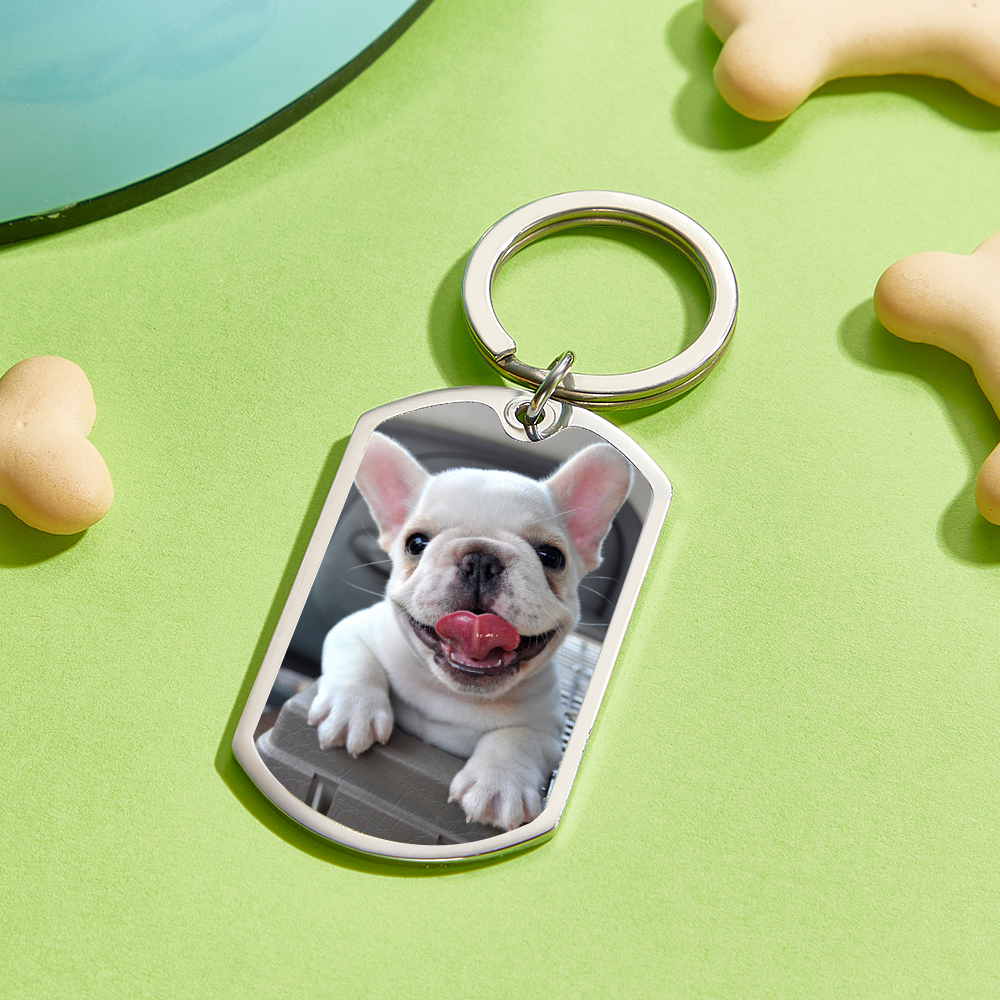 Porte-clés Photo Personnalisé - Cadeau Commémoratif Pour Chiens Et Chats - Un Cœur Fidèle Ne S'éteint Jamais - votrecollierprenomfr