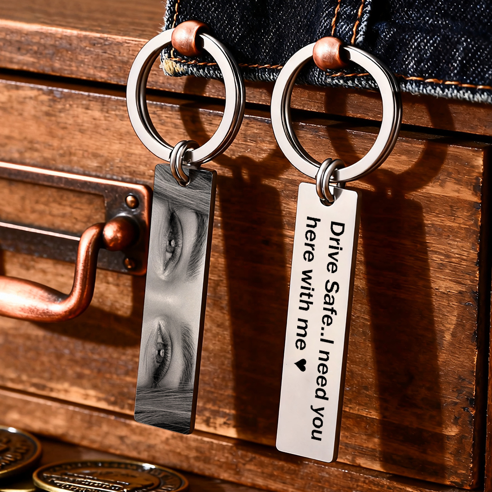 Personalized Eyes Keychain Custom Photo Drive Safe Keychain Customized Eye Photo Keyring  Gifts for Him