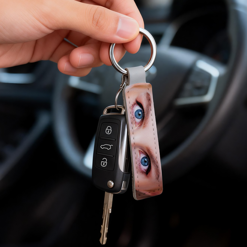 Porte-clés Yeux Personnalisés Avec Photo, Anneau En Cuir, Porte-clés « conduis Prudemment », Cadeau Idéal Pour Un Anniversaire Ou La Saint-valentin. - votrecollierprenomfr