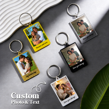 Porte-clés Photo Et Message Personnalisé, Porte-clés Photo Double Face, Cadeau Pour Lui Ou Elle - votrecollierprenomfr