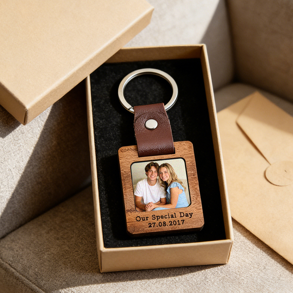 Porte-clés Calendrier Photo Personnalisé En Bois, Cadeau Pour Le 5e Anniversaire De Mariage (lui Ou Elle). - votrecollierprenomfr